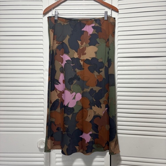 Time and Tru Y2K Midi Slip Skirt Women's Painted Floral Print Cotton Size M - Picture 4 of 6